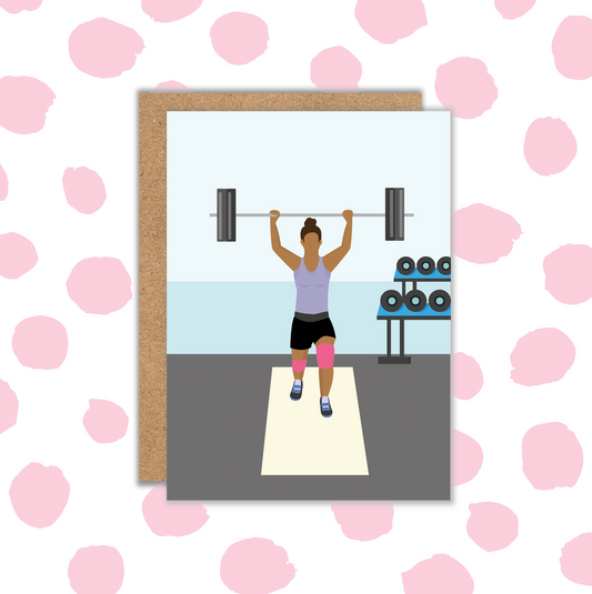 Weight Lifter Black Female Card (Pack 6)