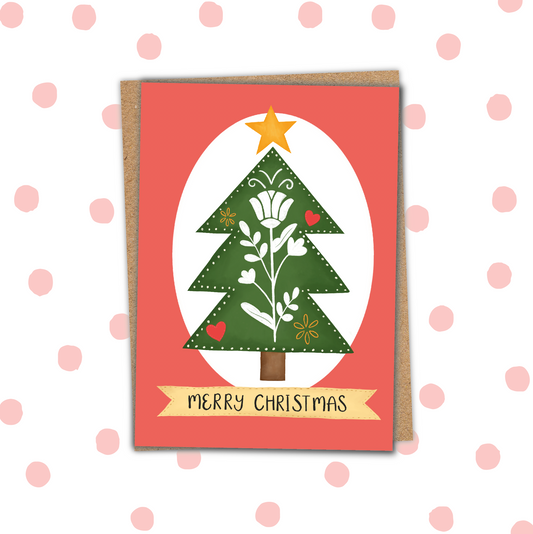 Folk Christmas Tree Card (Pack 6)