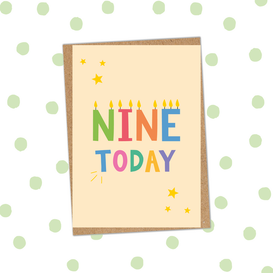 Nine Today Foiled Birthday Card (Pack 6)