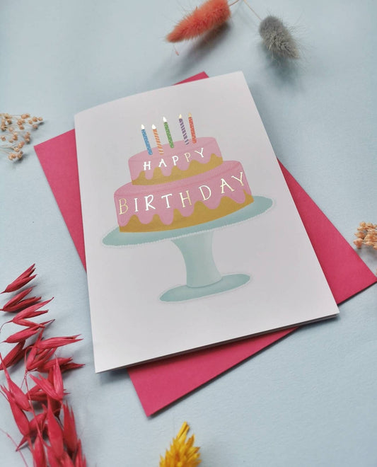 Birthday Cake Foiled Card (Pack 6)
