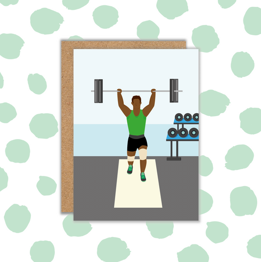 Weight Lifter Black Male Card (Pack 6)