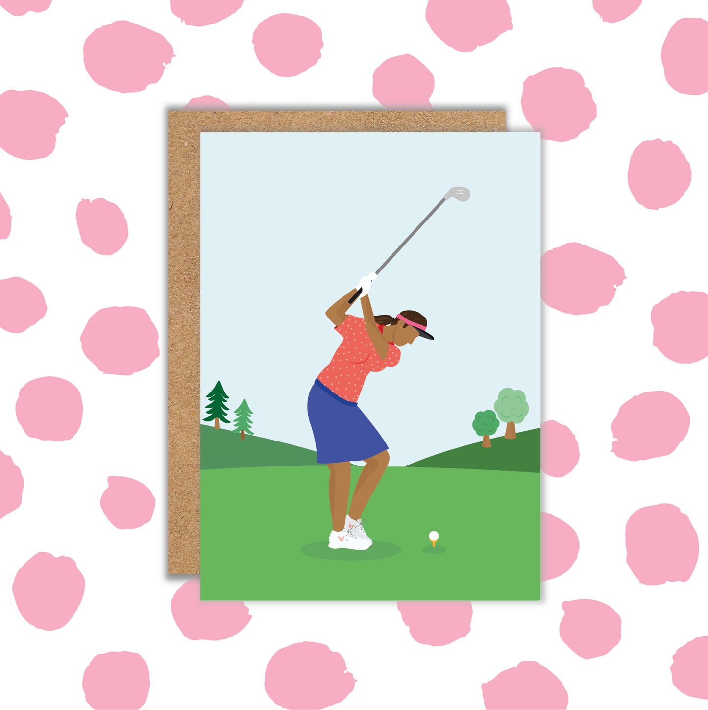 Golfer Black Female Card (Pack 6)