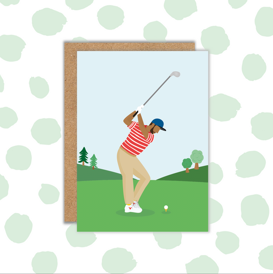 Golfer Black Male Card (Pack 6)
