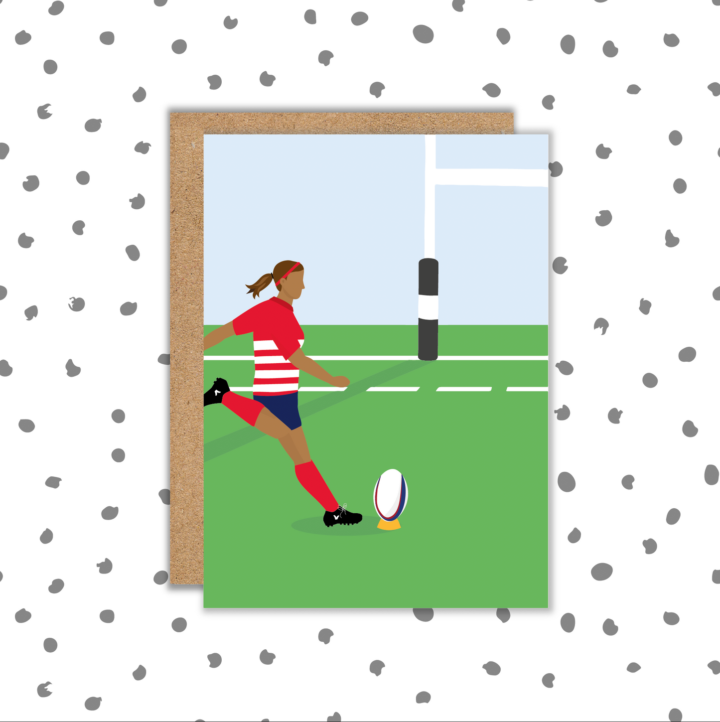 Rugby Player Black Female Card (Pack 6)