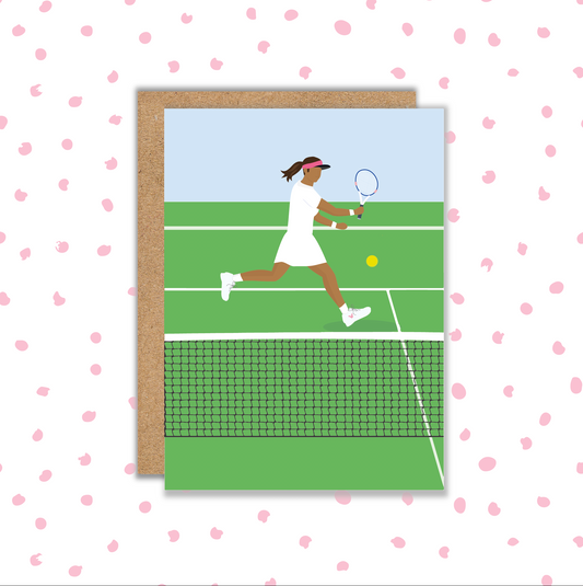 Tennis Player Black Female Card (Pack 6)