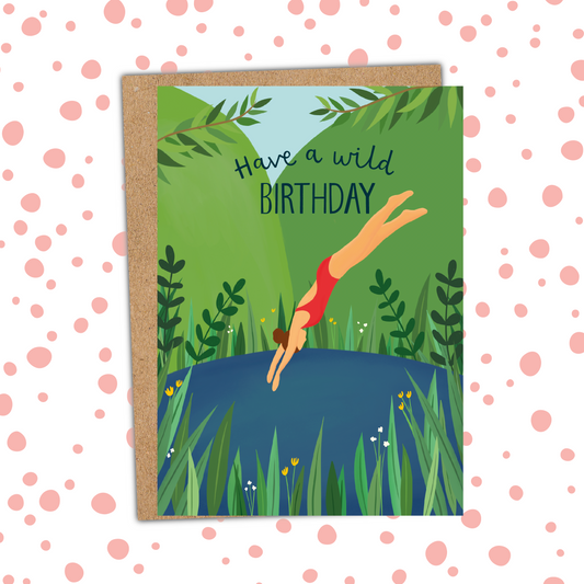 Female Wild Swimming Birthday Card (Pack 6)