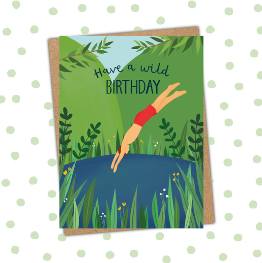 Male Wild Swimming Birthday Card (Pack 6)