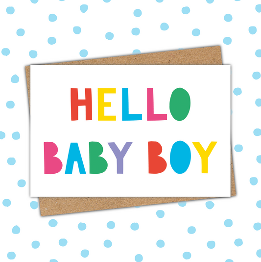 Hello Baby Boy Card (Pack 6)