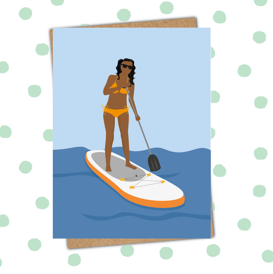 Paddle Board Black Female Card (Pack 6)