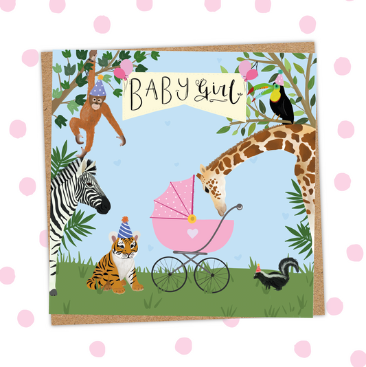 Baby Girl Animal Card (Pack 6)