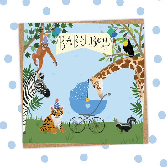 Baby Boy Animal Card (Pack 6)