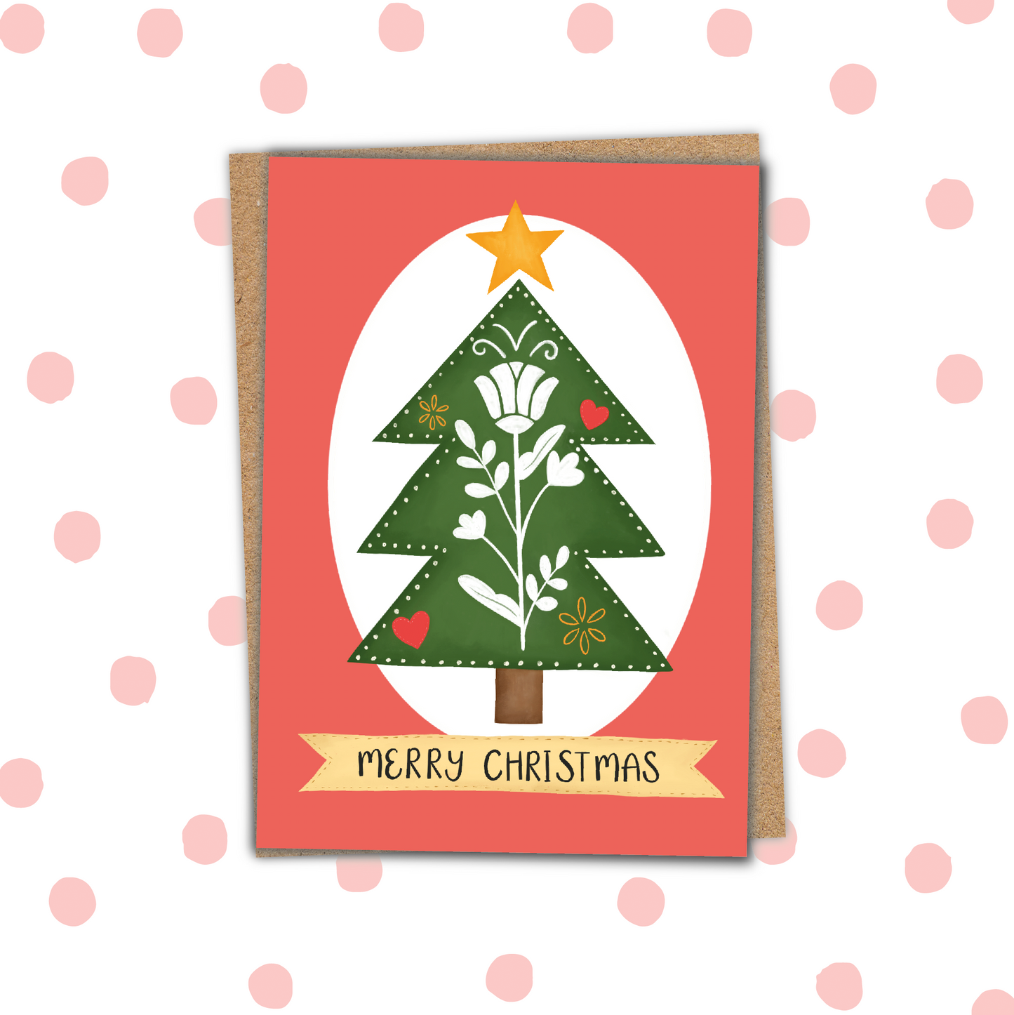 Folk Christmas Tree Card (Pack 6)