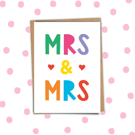 Mrs and Mrs Wedding Card (Pack 6)