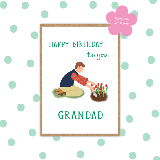 Grandad Gardening Birthday Seed Card (Pack 6)