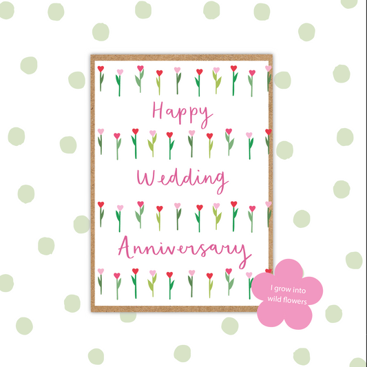 Happy Wedding Anniversary Seed Card (Pack 6)