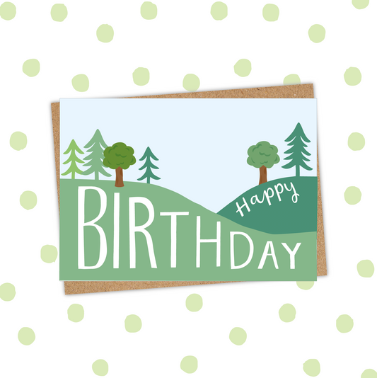 Trees and Hills Birthday Card (Pack 6)