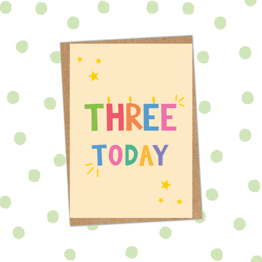 Three Today Foiled Birthday Card (Pack 6)