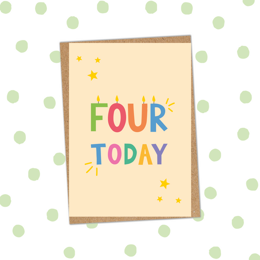 Four Today Foiled Birthday Card (Pack 6)