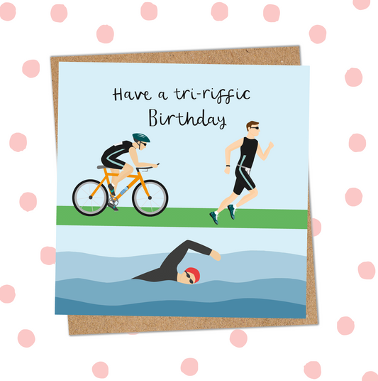 Tri-riffic Triathlon Male Birthday Card (Pack 6)