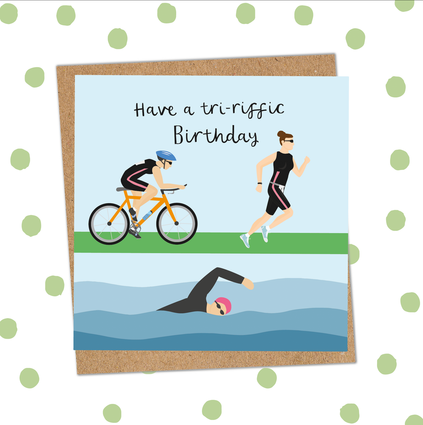 Tri-riffic Triathlon Female Birthday Card (Pack 6)