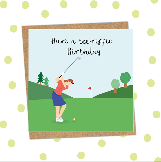 Tee-riffic Golf Female Birthday Card (Pack 6)