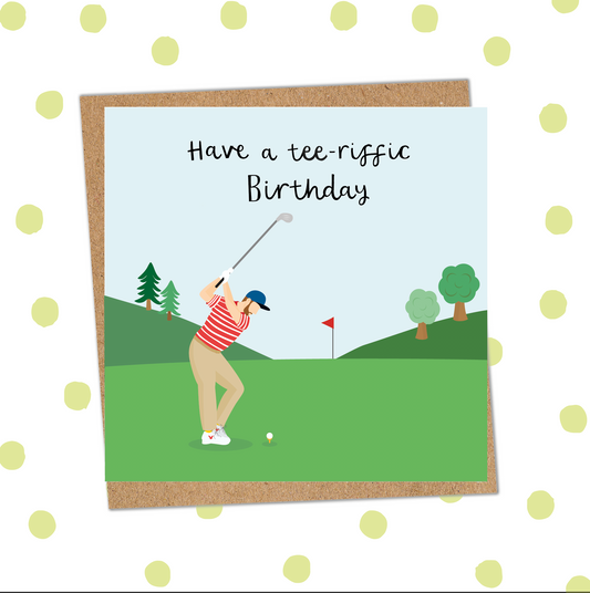 Tee-riffic Golf Male Birthday Card (Pack 6)