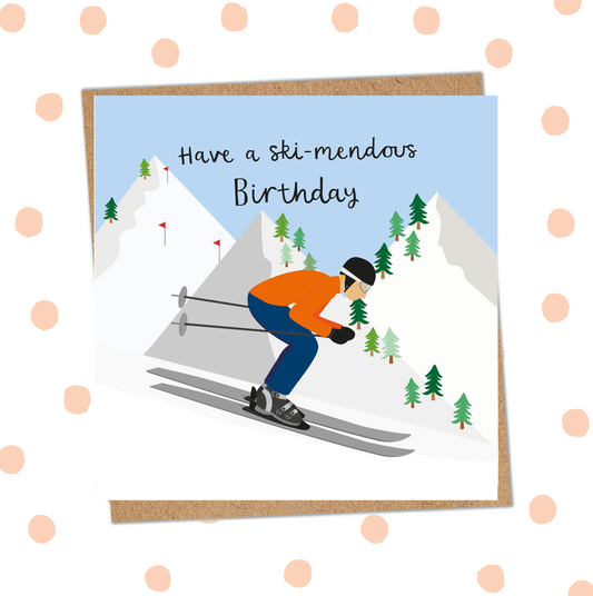 Ski-mendous Male Birthday Card (Pack 6)