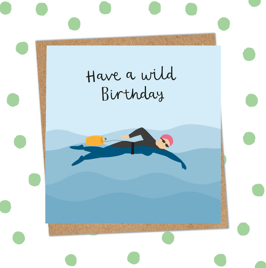 Wild Swimming Female Birthday Card (Pack 6)