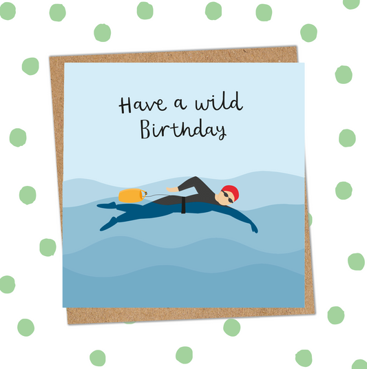 Wild Swimming Male Birthday Card (Pack 6)