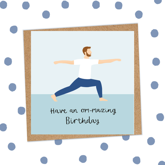 Om-mazing Male Yoga Birthday Card (Pack 6)
