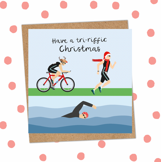 Triathlon Male Christmas Card (Pack 6)