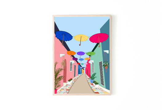 Umbrella Street Print