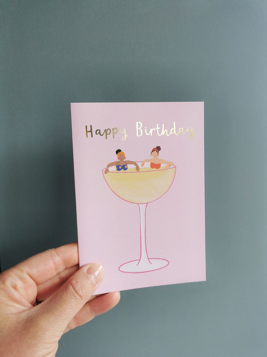 Champagne Birthday Card (Pack 6)